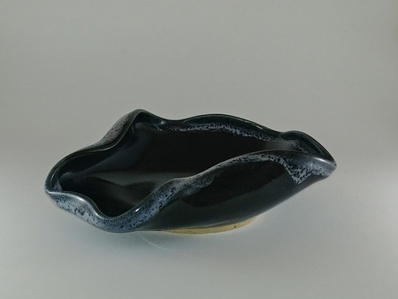 Midnight blue bowl with white glaze rim