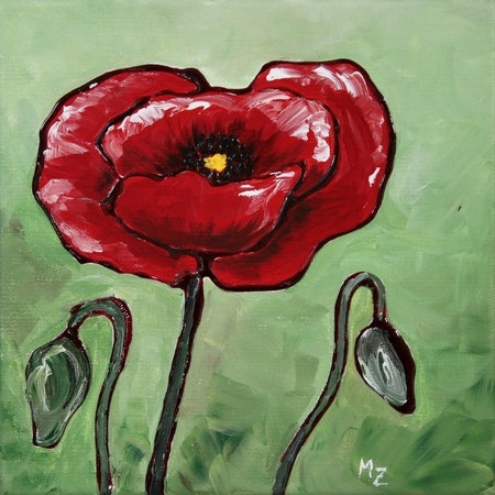 8x8 Red Poppy I