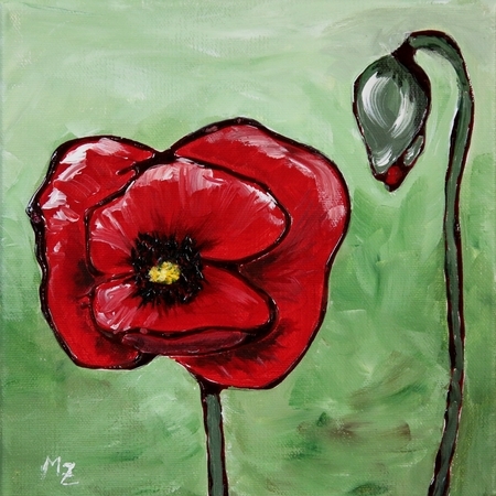 8x8 Red Poppy II